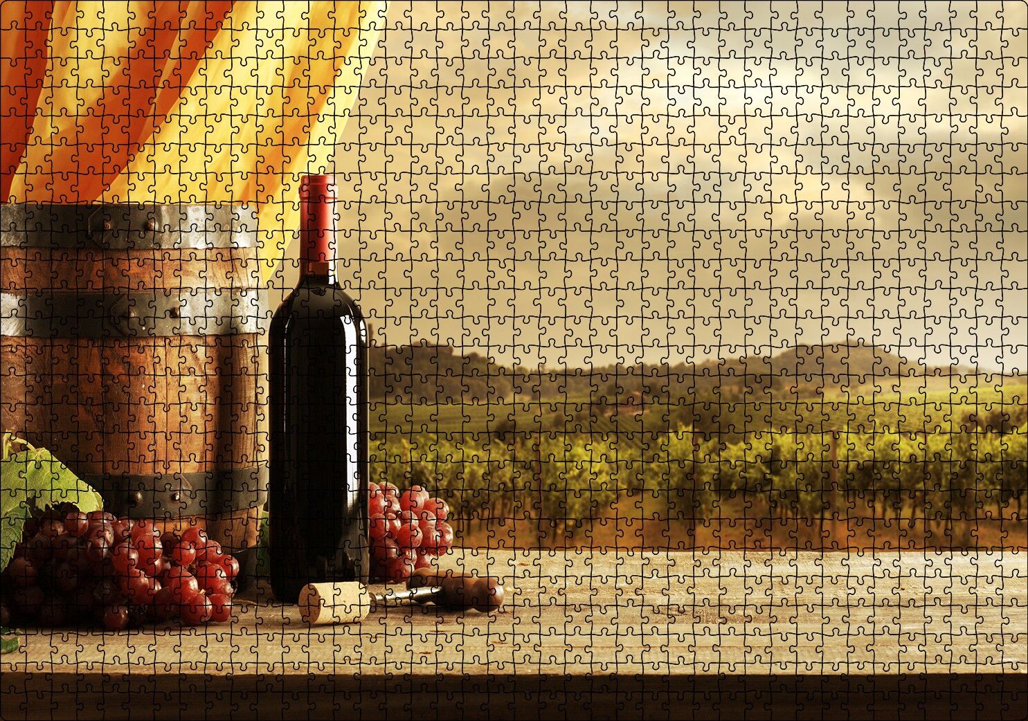 Şarap Üzüm Bağı Görseli Puzzle Yapboz MDF Ahşap 1000 Parça 49 cm X 68 cm