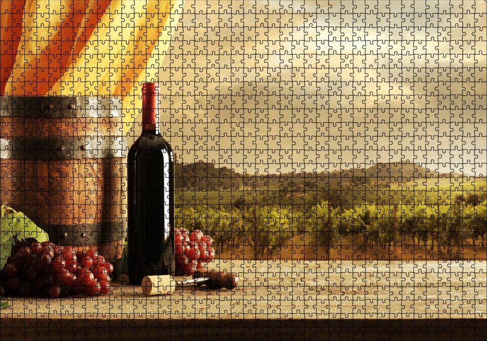 Şarap Üzüm Bağı Görseli Puzzle Yapboz MDF Ahşap 1000 Parça 49 cm X 68 cm