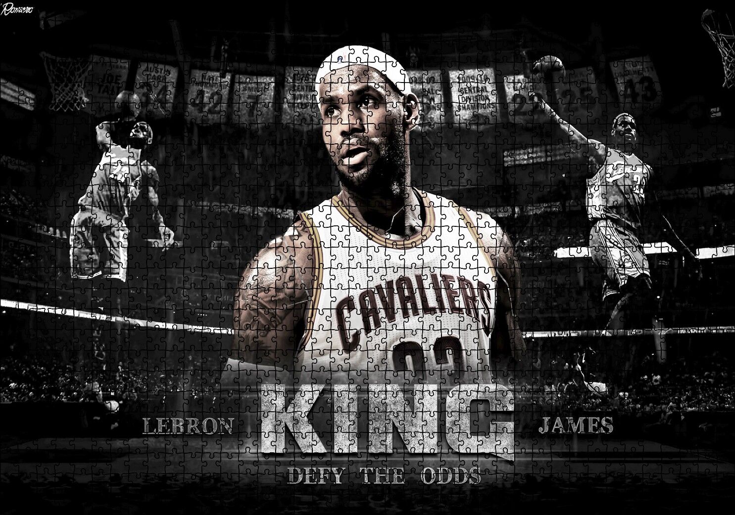 Lebron James Cleveland Cavaliers Kral Puzzle Yapboz MDF Ahşap 1000 Parça 49 cm X 68 cm