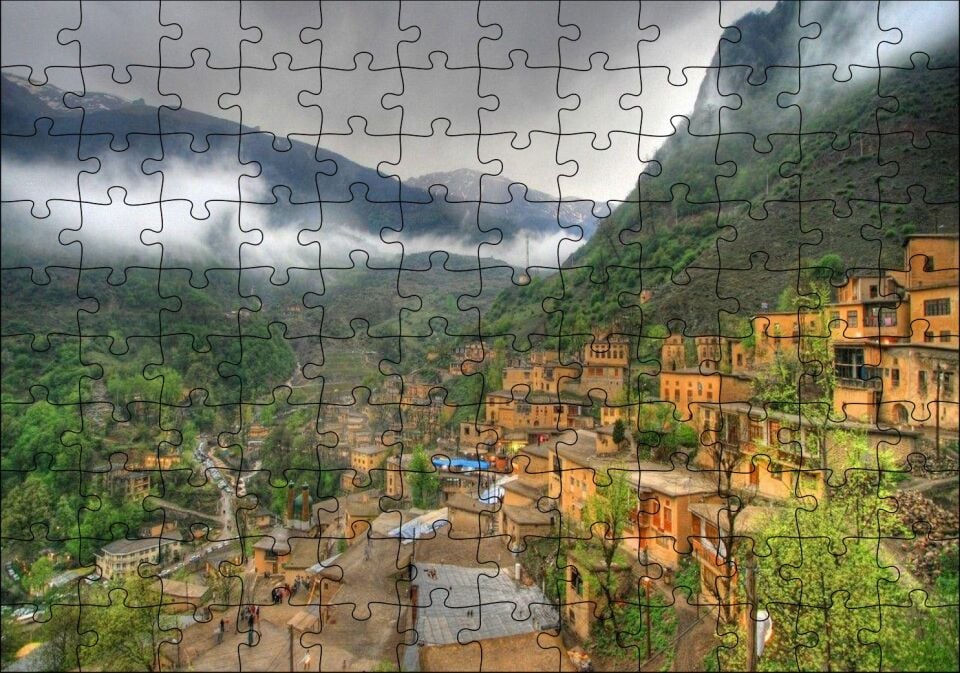 İran, Masule Şehrı Puzzle Yapboz MDF Ahşap 120 Parça 24 cm X 34 cm