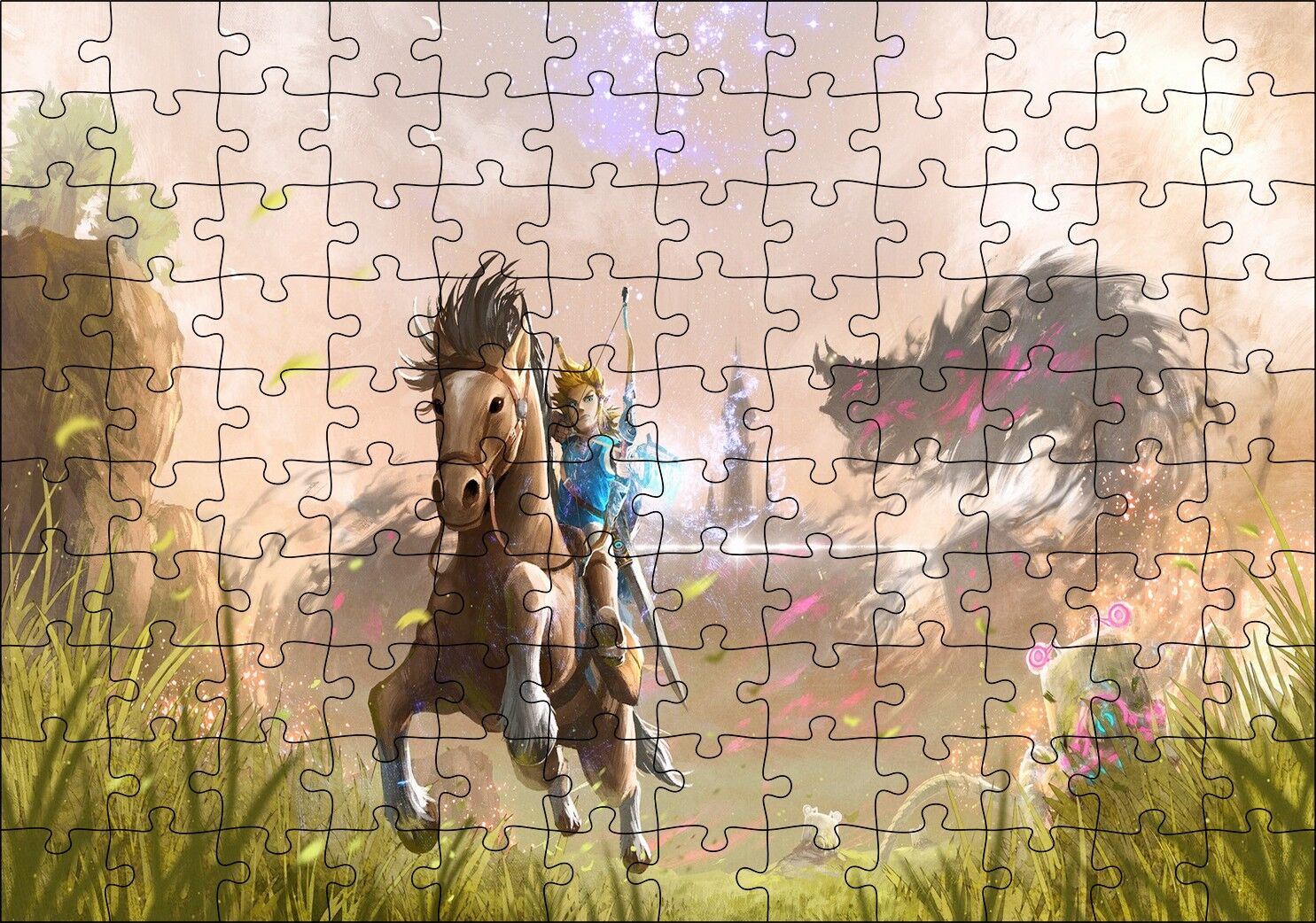Vahşi Zelda Nefesi Efsanesi Görseli Puzzle Yapboz MDF Ahşap 120 Parça 24 cm X 34 cm