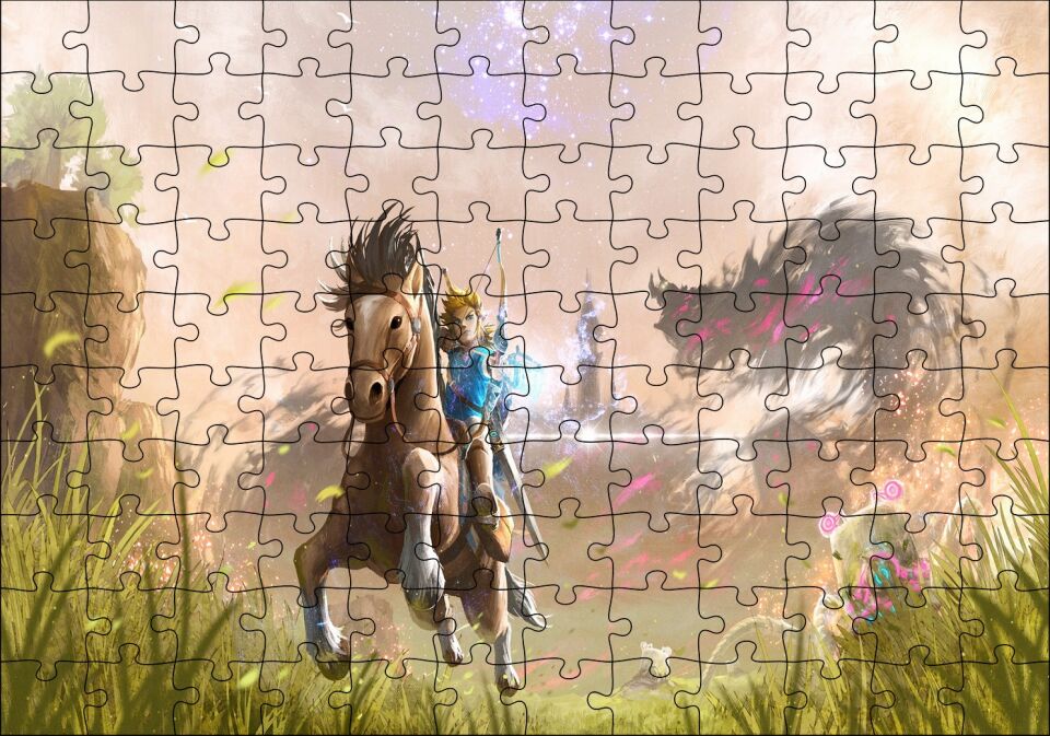 Vahşi Zelda Nefesi Efsanesi Görseli Puzzle Yapboz MDF Ahşap 120 Parça 24 cm X 34 cm