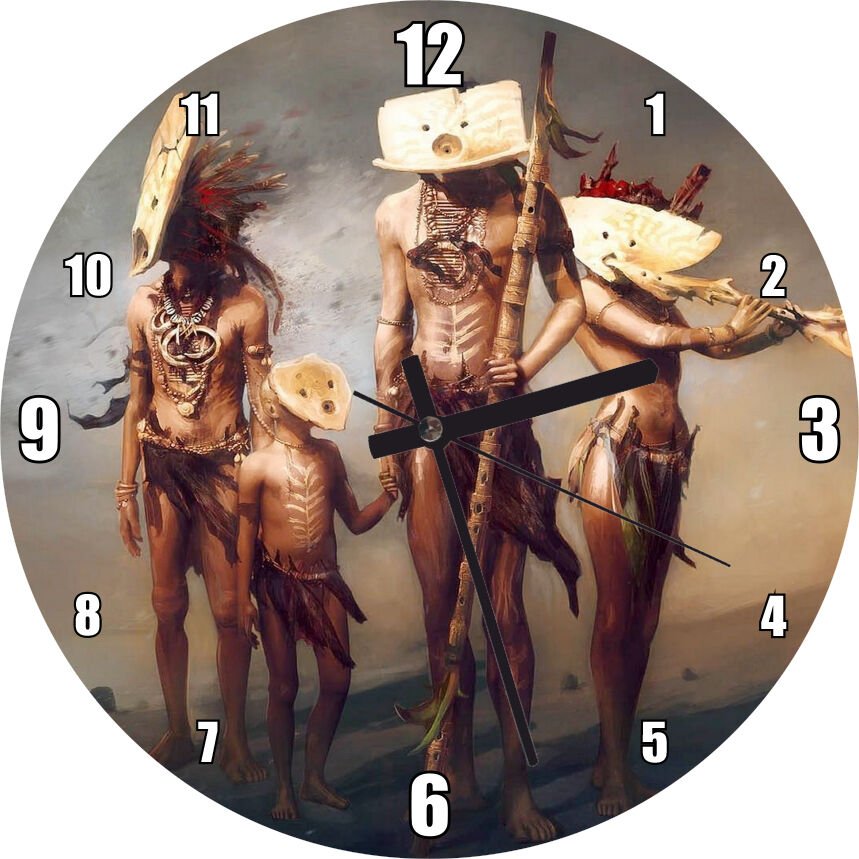 Yerli Savaşçı Ailesi Silahlarıyla Görseli Mdf Ahşap Duvar Saati