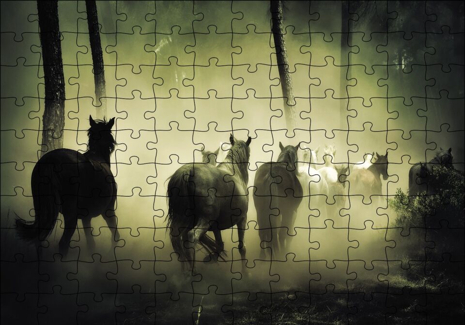 Horses Puzzle Yapboz MDF Ahşap