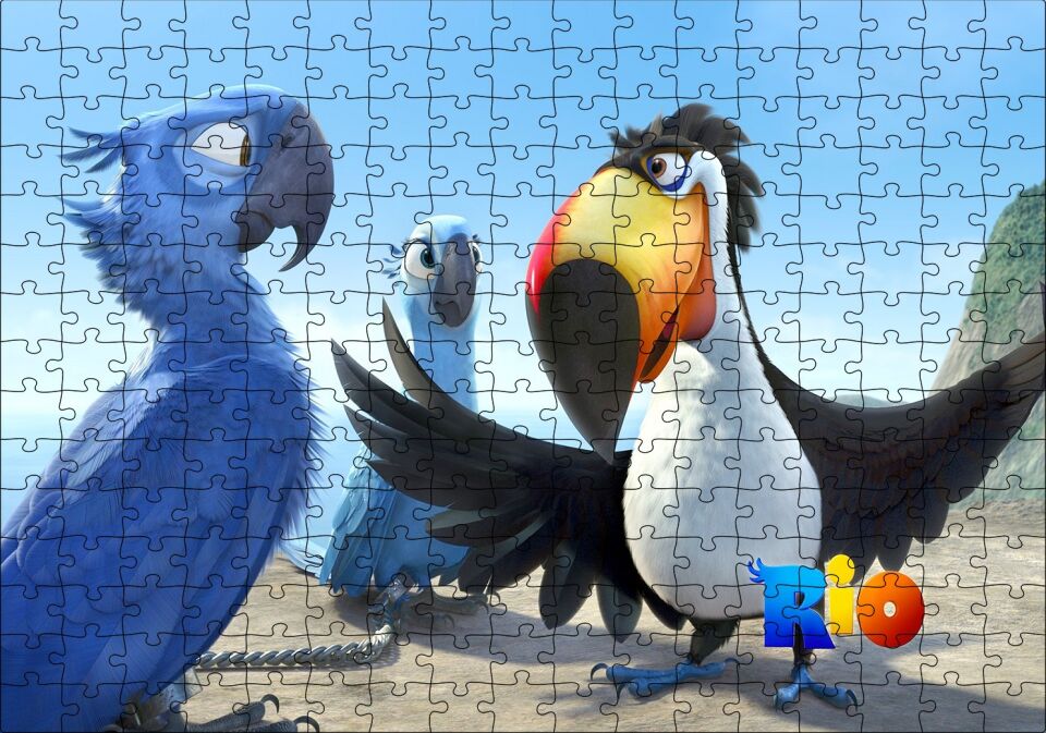 Rio Macerası Papağanlar Puzzle Yapboz MDF Ahşap 255 Parça 34 cm X 49 cm