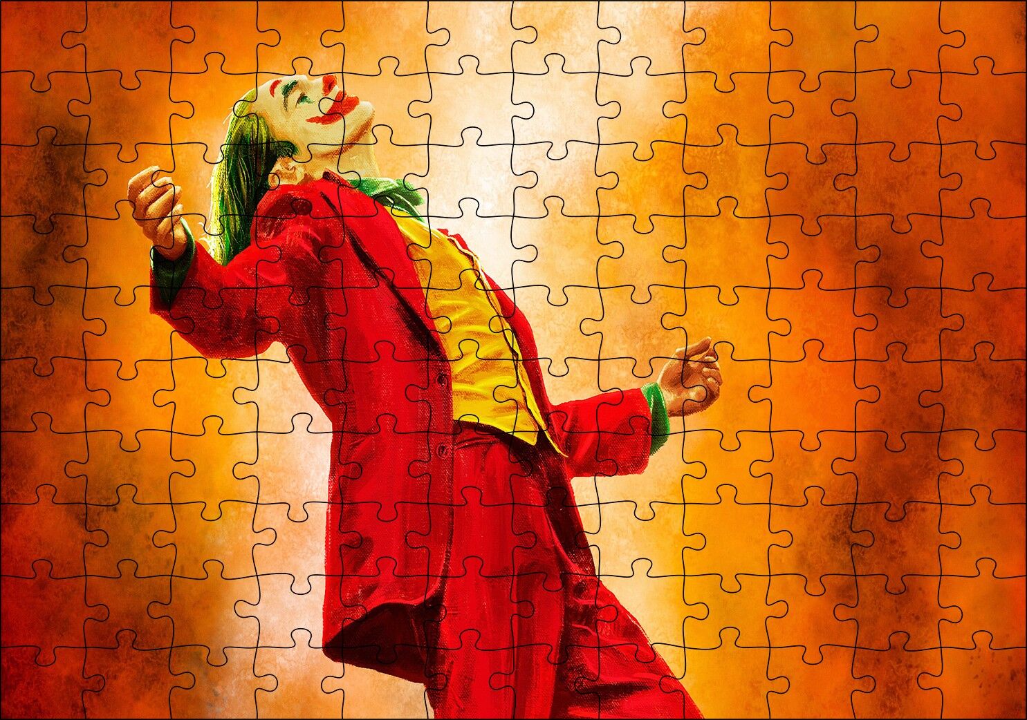 Kırmız Joker Yağlı Boya Çizim Görseli Puzzle Yapboz MDF Ahşap