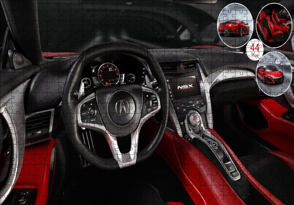 Kırmızı Acura NSX Kokpit Puzzle Yapboz MDF Ahşap 500 Parça 49 cm X 68 cm