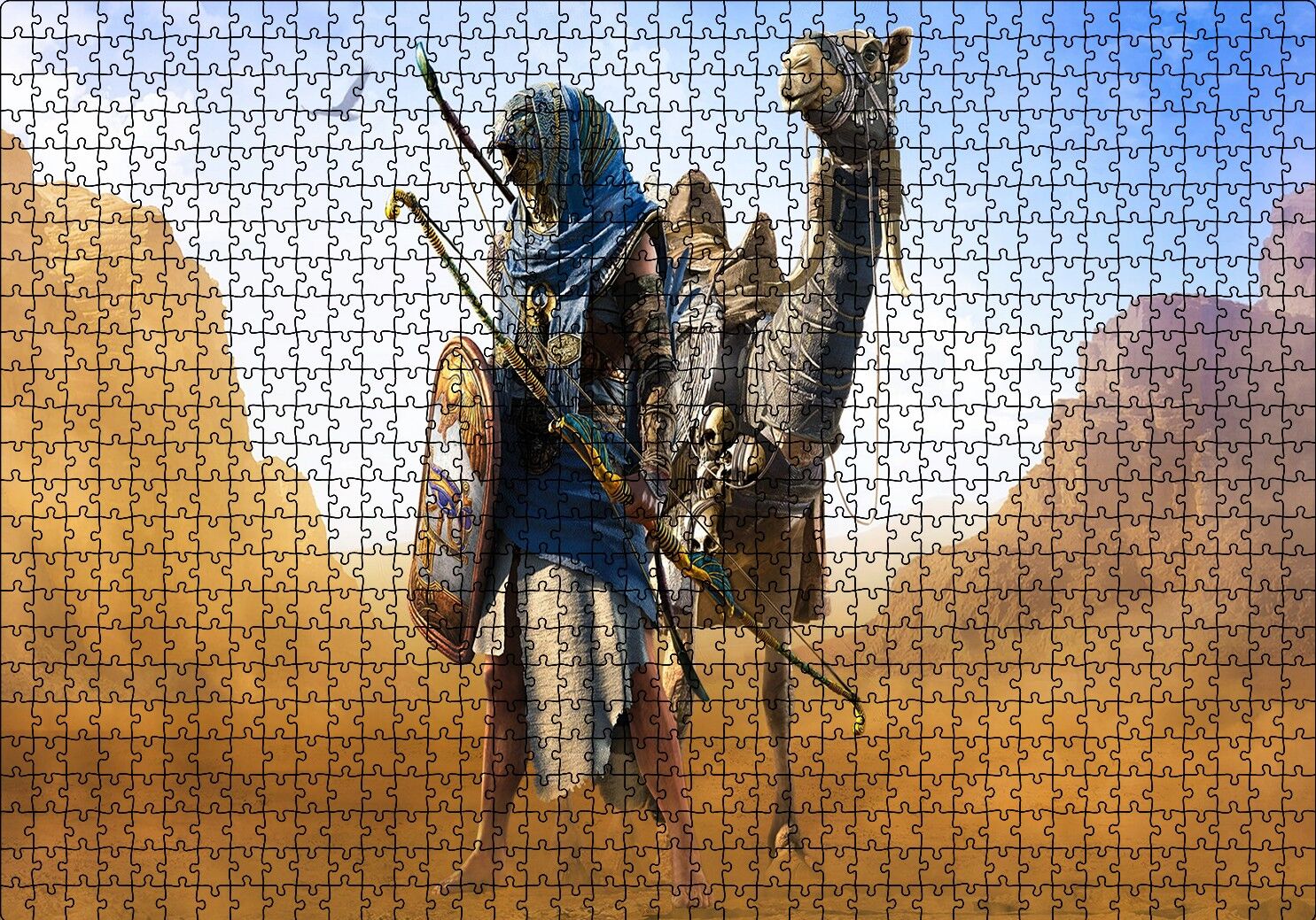 Assassins Creed Origins Mısır Çöl Savaşçısı ve Devesi Puzzle Yapboz MDF Ahşap 1000 Parça 49 cm X 68 cm