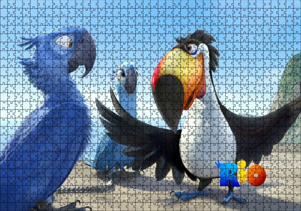Rio Macerası Papağanlar Puzzle Yapboz MDF Ahşap 1000 Parça 49 cm X 68 cm