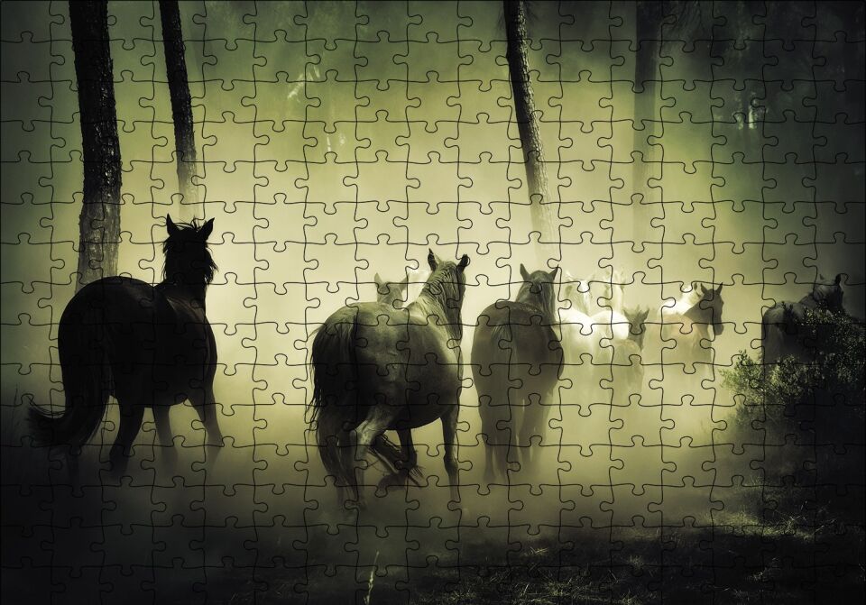 Horses Puzzle Yapboz MDF Ahşap 255 Parça 34 cm X 49 cm