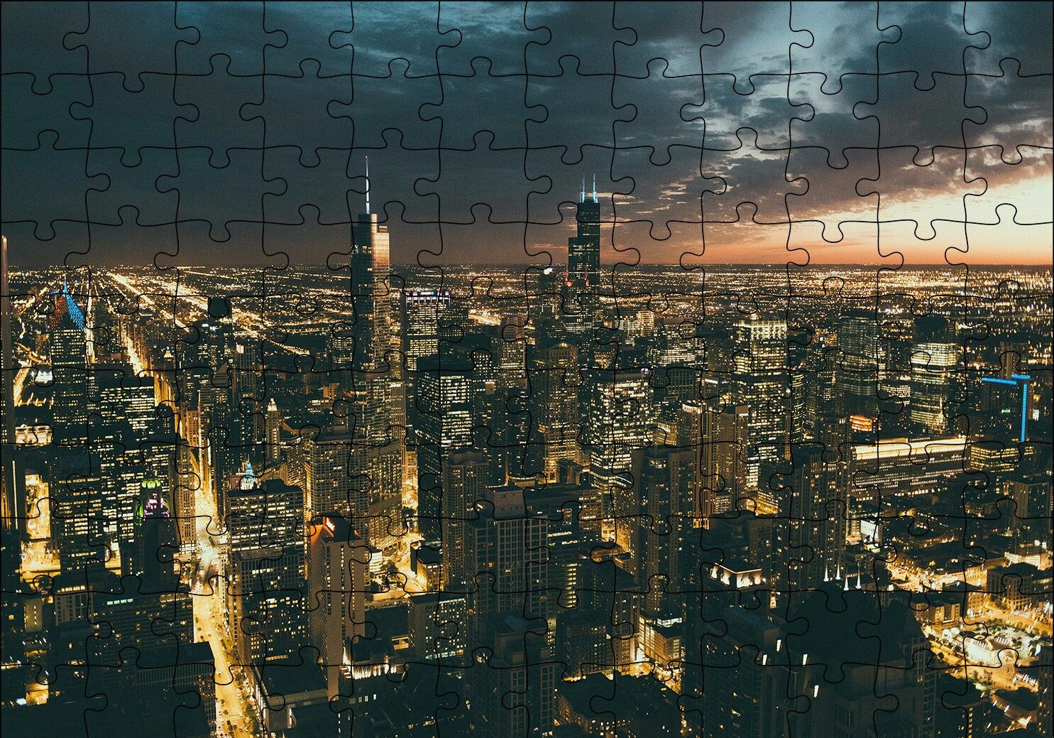 Las Vegas Gece Manzarası Puzzle Yapboz MDF Ahşap