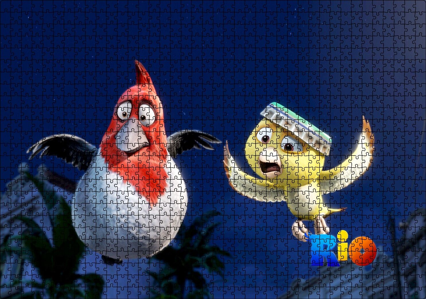 Rio Macerası Sarı ve Kırmızı Beyaz Kuşlar Puzzle Yapboz MDF Ahşap 1000 Parça 49 cm X 68 cm
