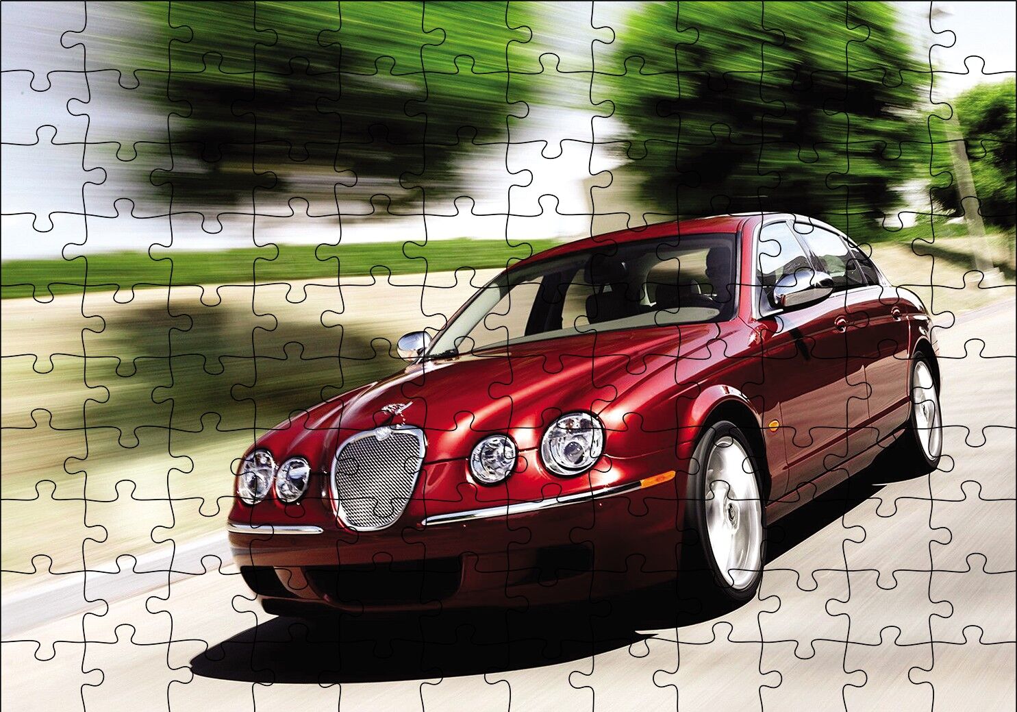 Jaguar S Kırmızı Puzzle Yapboz MDF Ahşap