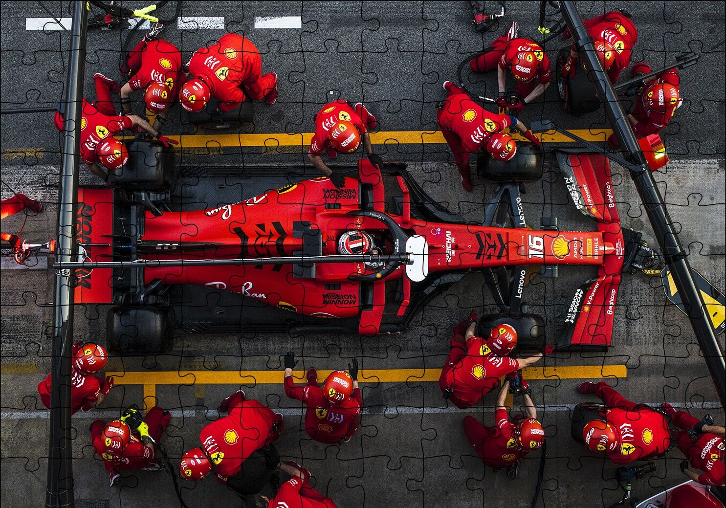 Formula 1 Pitte Kuşbakışı Görünüş Puzzle Yapboz MDF Ahşap 120 Parça 24 cm X 34 cm