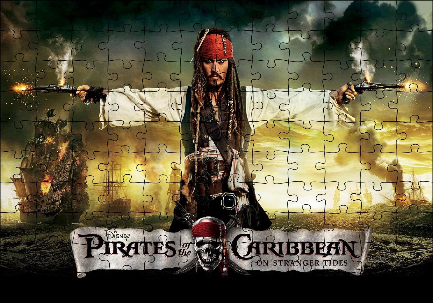 Karayip Korsanları Jack Sparrow Film Puzzle Yapboz MDF Ahşap 120 Parça 24 cm X 34 cm