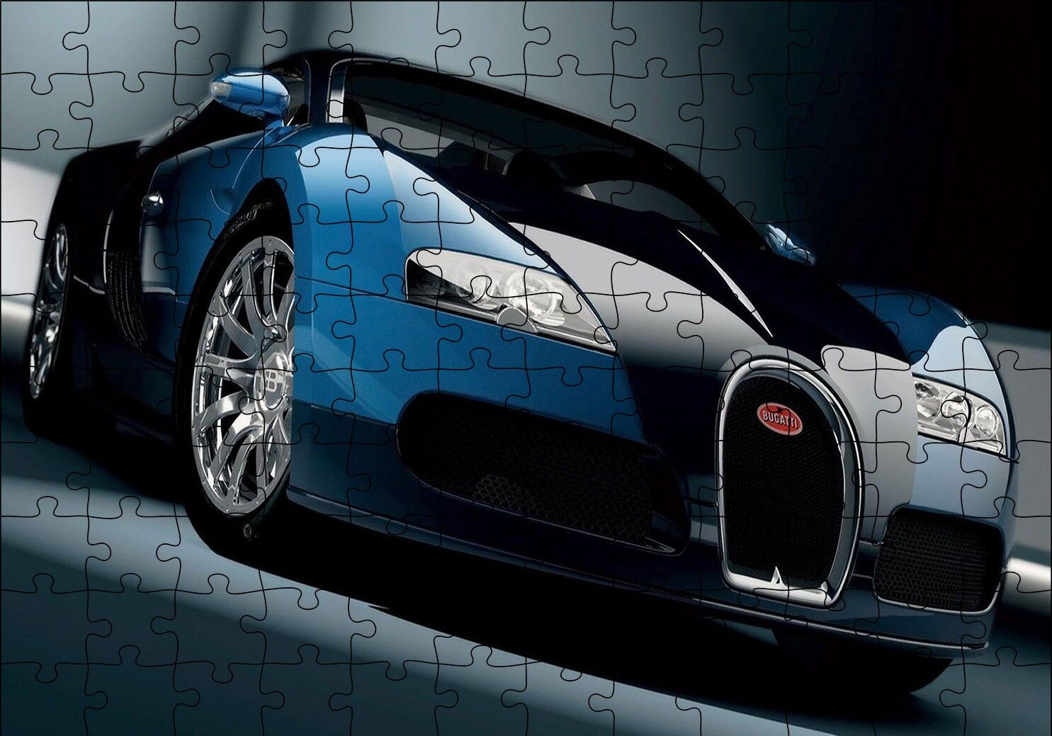 Mavi Siyah Bugatti Puzzle Yapboz MDF Ahşap