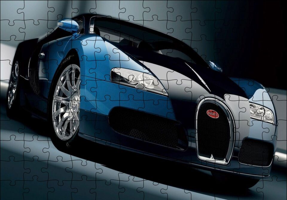 Mavi Siyah Bugatti Puzzle Yapboz MDF Ahşap
